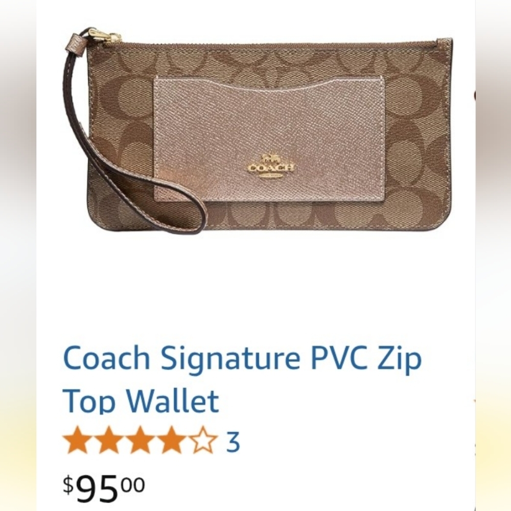 Coach Zip Top Wallet In Signature Canvas - Picture 9 of 9